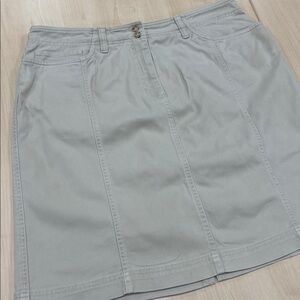 Jones Sport stretch khaki beige denim utility mini skirt 14